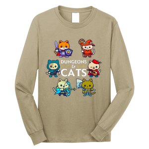 Dungeons And Cats RPG D20 Dice Nerdy Fantasy Gamer Cat Gift Long Sleeve Shirt