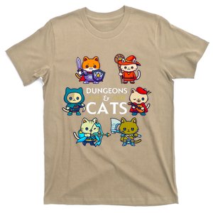 Dungeons And Cats RPG D20 Dice Nerdy Fantasy Gamer Cat Gift T-Shirt