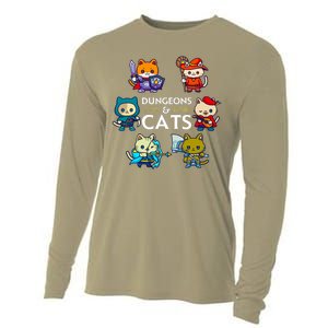 Dungeons And Cats RPG D20 Dice Nerdy Fantasy Gamer Cat Gift Cooling Performance Long Sleeve Crew