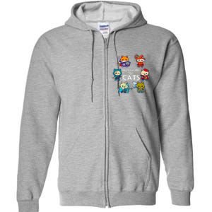 Dungeons And Cats RPG D20 Dice Nerdy Fantasy Gamer Cat Gift Full Zip Hoodie