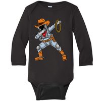 Dabbing Astronaut Cowboy Space Halloween Baby Long Sleeve Bodysuit