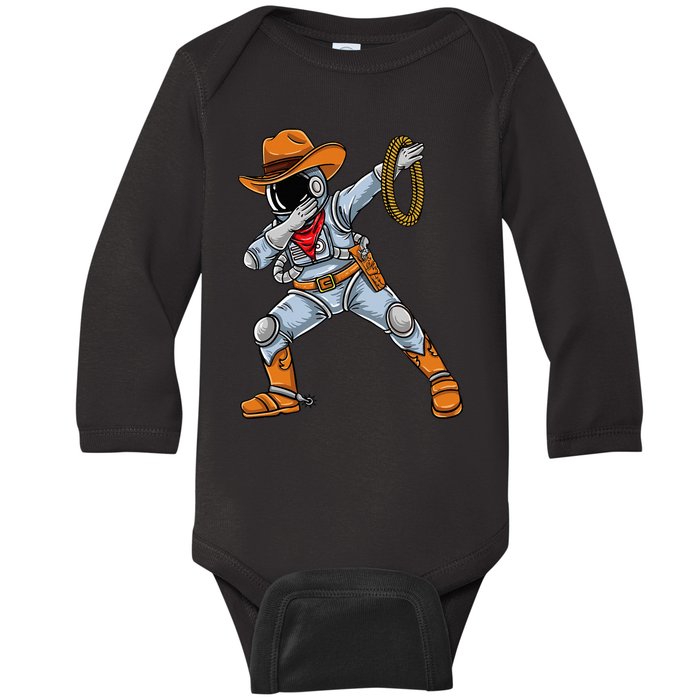 Dabbing Astronaut Cowboy Space Halloween Baby Long Sleeve Bodysuit