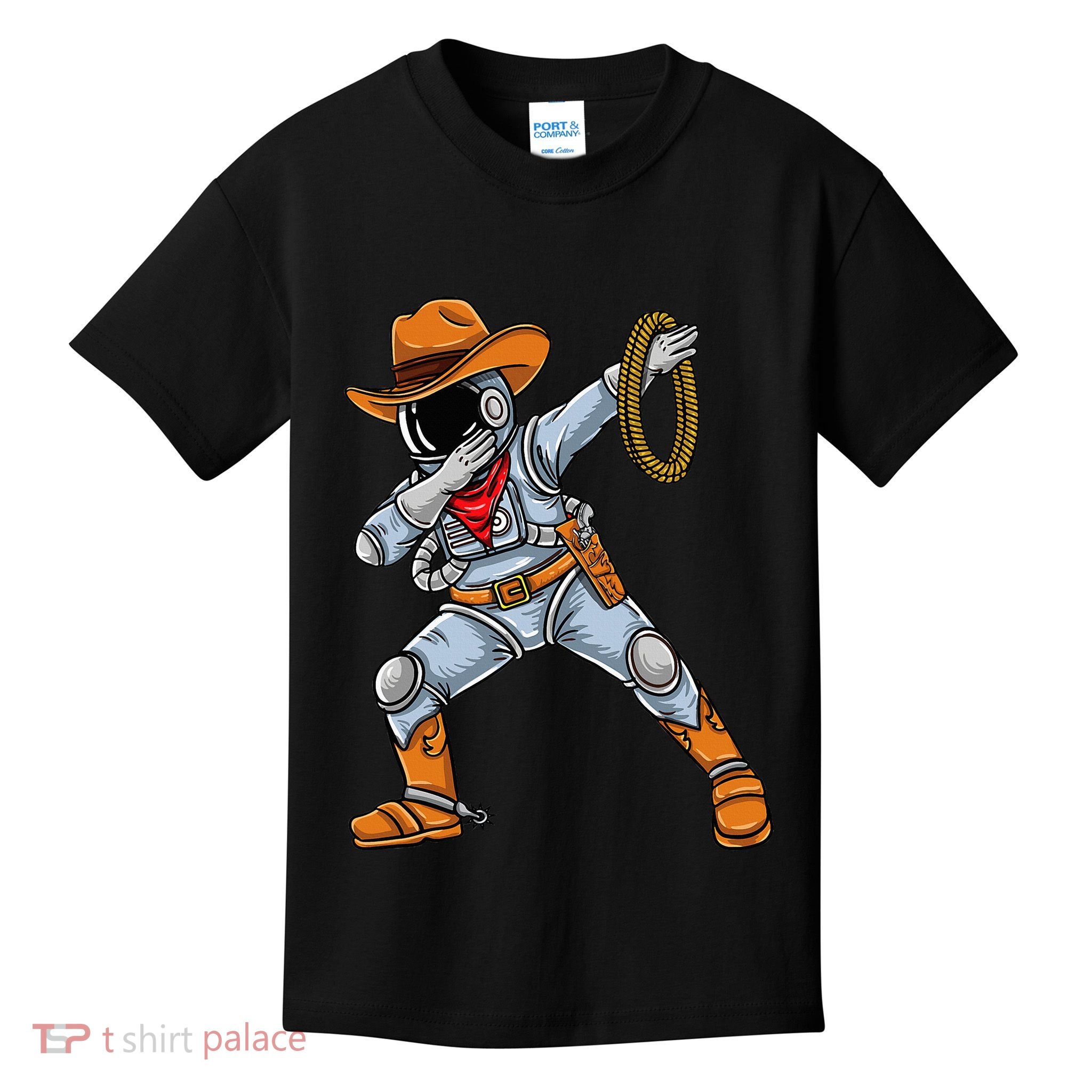 Dabbing Astronaut Cowboy Space Halloween Kids T-Shirt