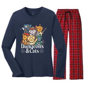 Dungeons And Cats Women's Long Sleeve Flannel Pajama Set 