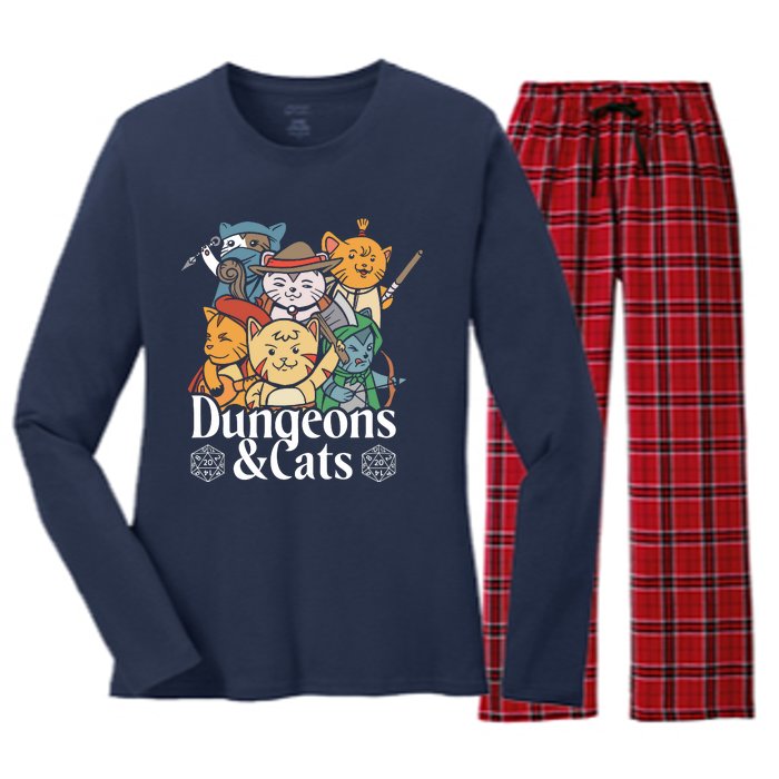 Dungeons And Cats Women's Long Sleeve Flannel Pajama Set 