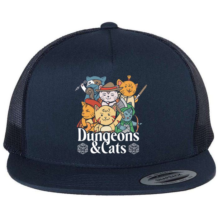 Dungeons And Cats Flat Bill Trucker Hat