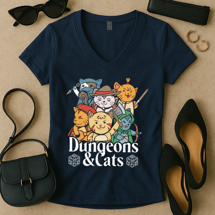 Dungeons And Cats Women's V-Neck T-Shirt