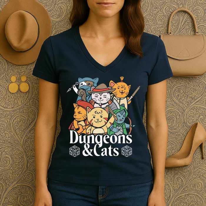 Dungeons And Cats Women's V-Neck T-Shirt