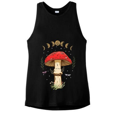 Dark Academia Cottagecore Aesthetic Magic Mushroom Ladies PosiCharge Tri-Blend Wicking Tank