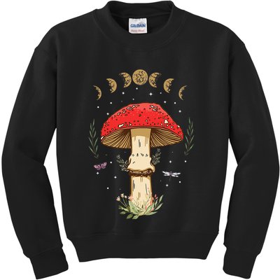Dark Academia Cottagecore Aesthetic Magic Mushroom Kids Sweatshirt