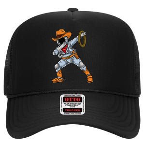 Dabbing Astronaut Cowboy Space Halloween High Crown Mesh Back Trucker Hat