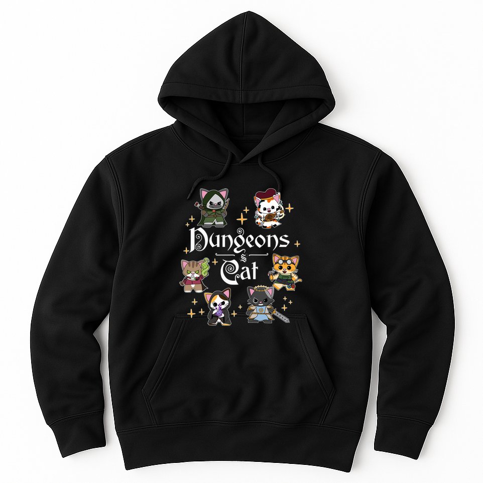 Dungeons And Cats Dungeon Master Cat Throwing Dice Hoodie