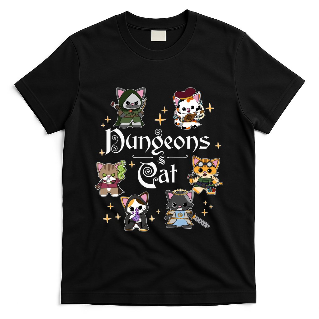 Dungeons And Cats Dungeon Master Cat Throwing Dice T-Shirt