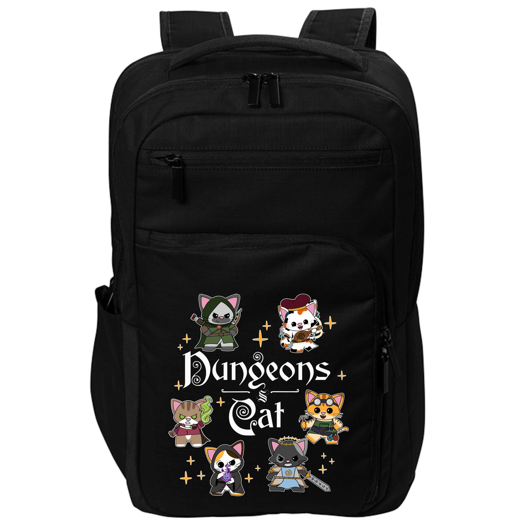 Dungeons And Cats Dungeon Master Cat Throwing Dice Impact Tech Backpack
