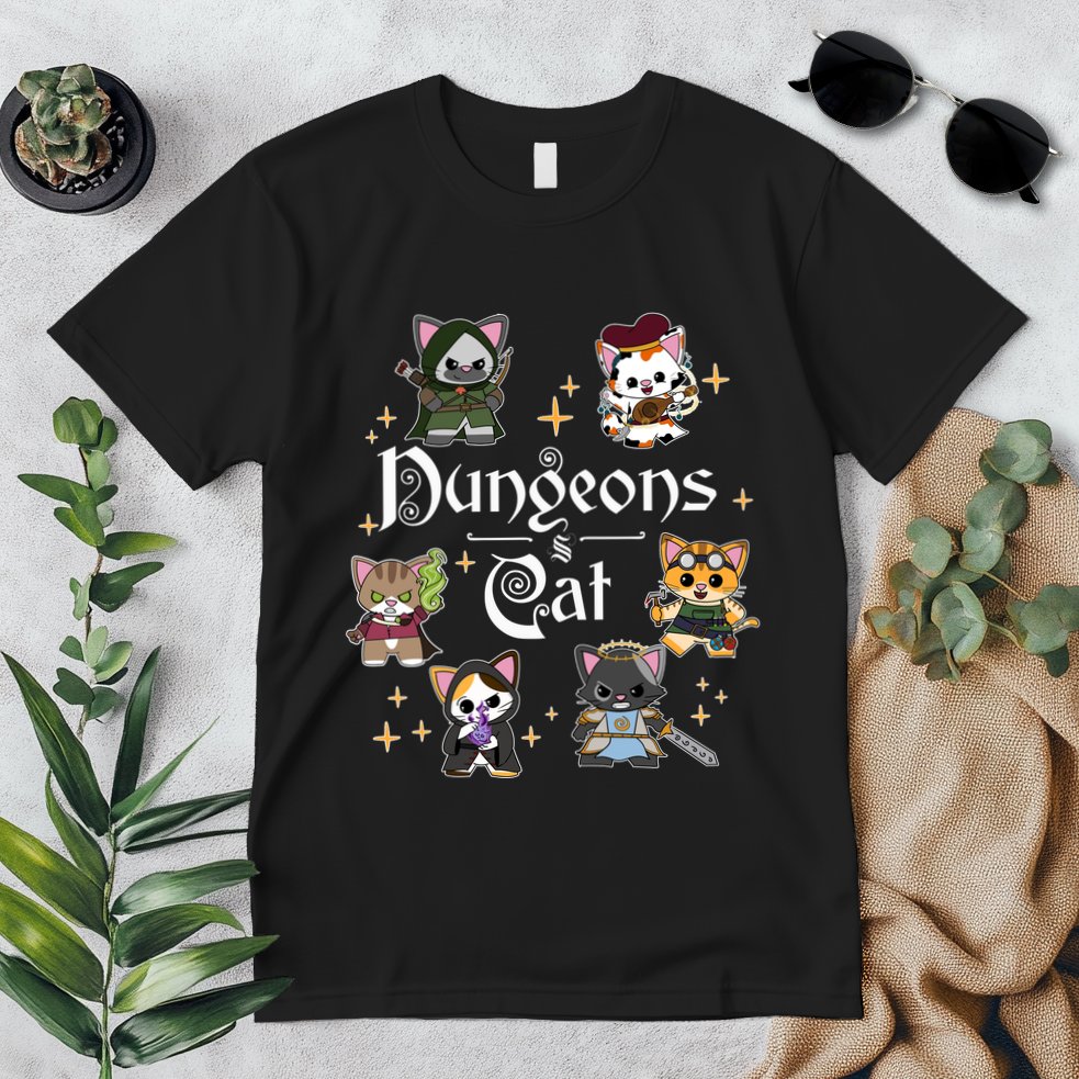 Dungeons And Cats Dungeon Master Cat Throwing Dice Premium T-Shirt