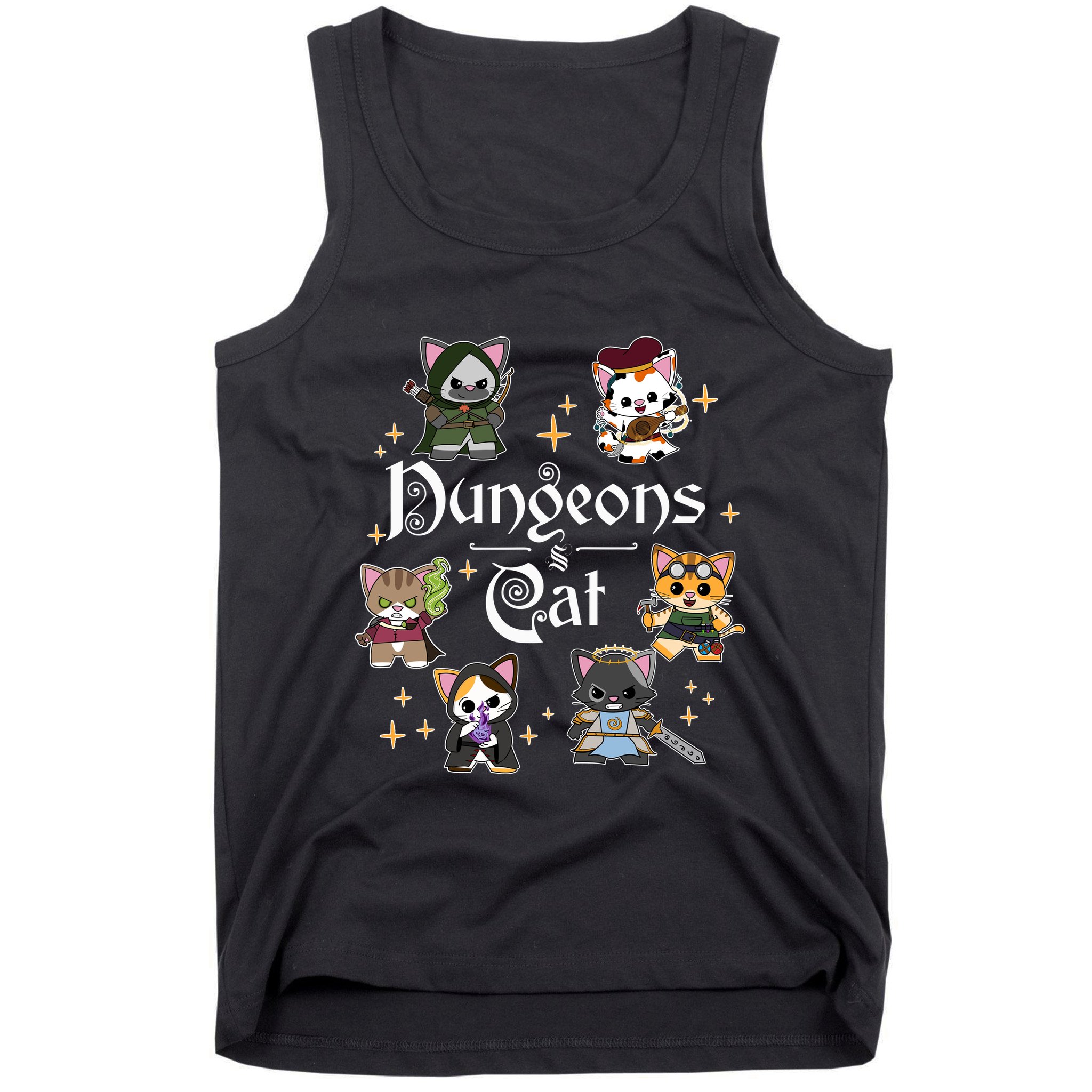 Dungeons And Cats Dungeon Master Cat Throwing Dice Tank Top