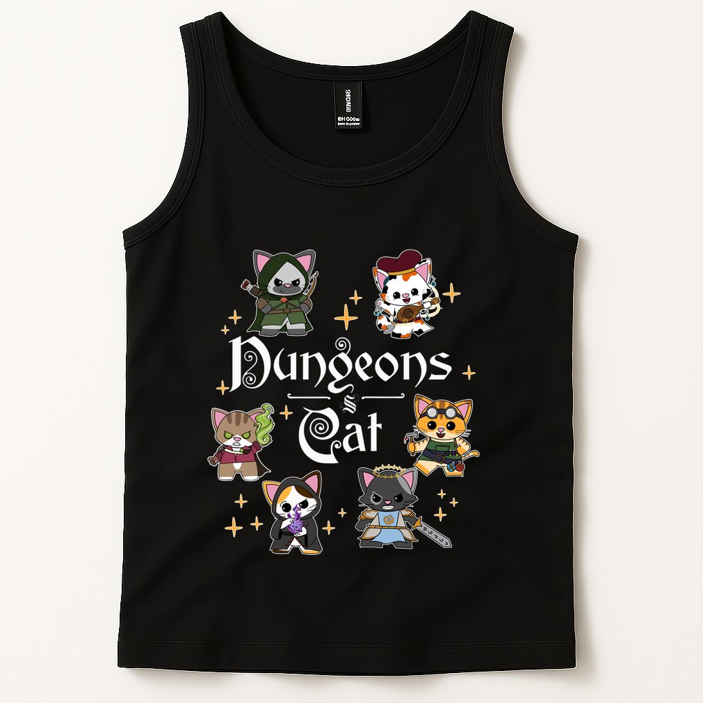 Dungeons And Cats Dungeon Master Cat Throwing Dice Tank Top