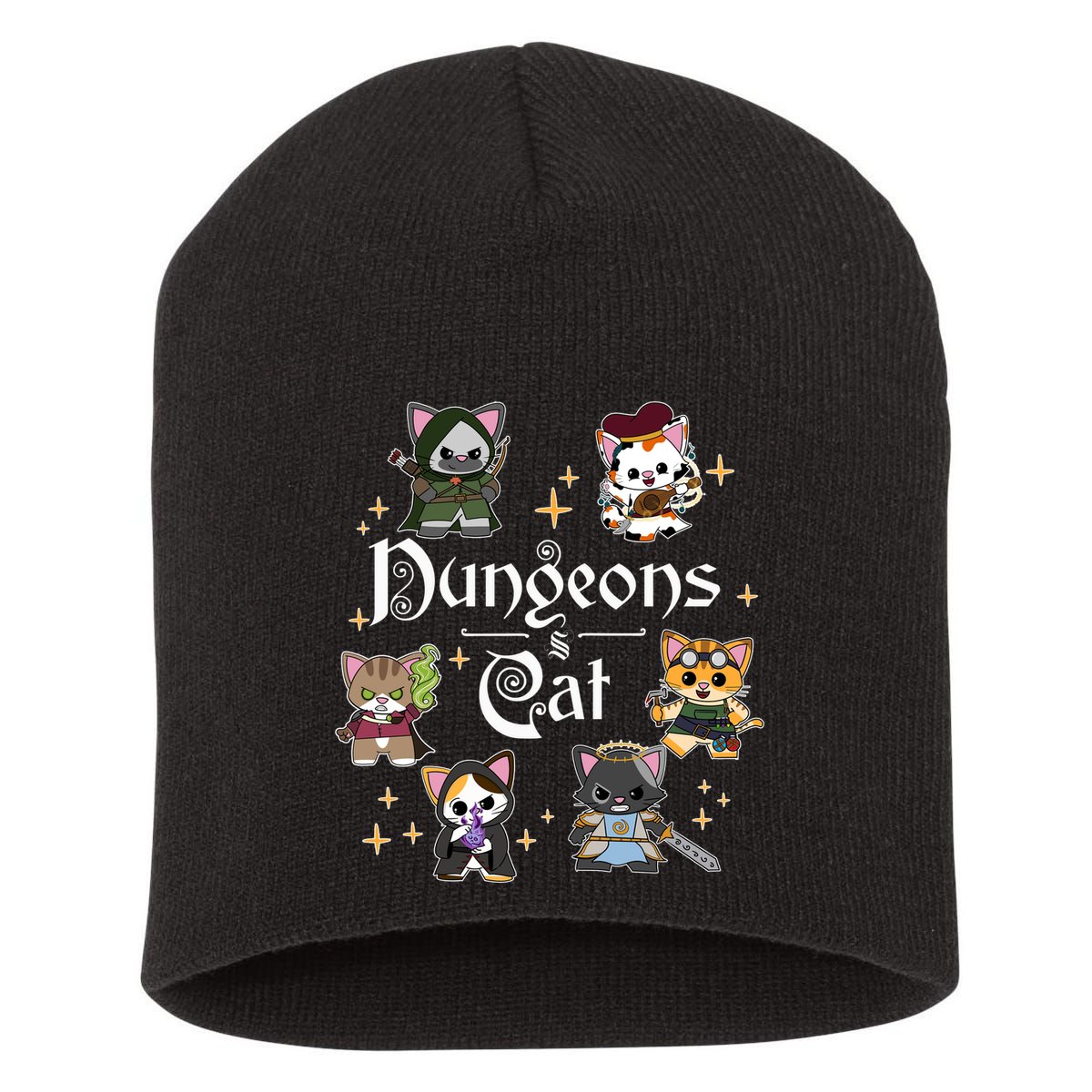 Dungeons And Cats Dungeon Master Cat Throwing Dice Short Acrylic Beanie