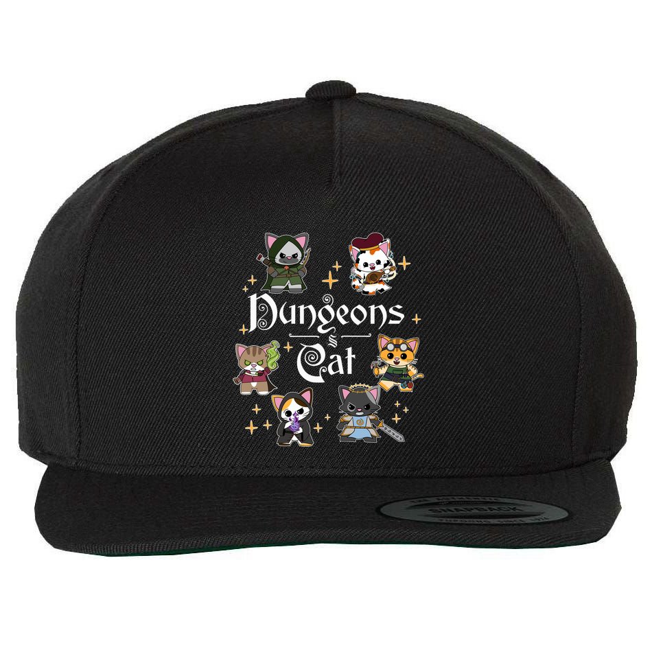 Dungeons And Cats Dungeon Master Cat Throwing Dice Wool Snapback Cap