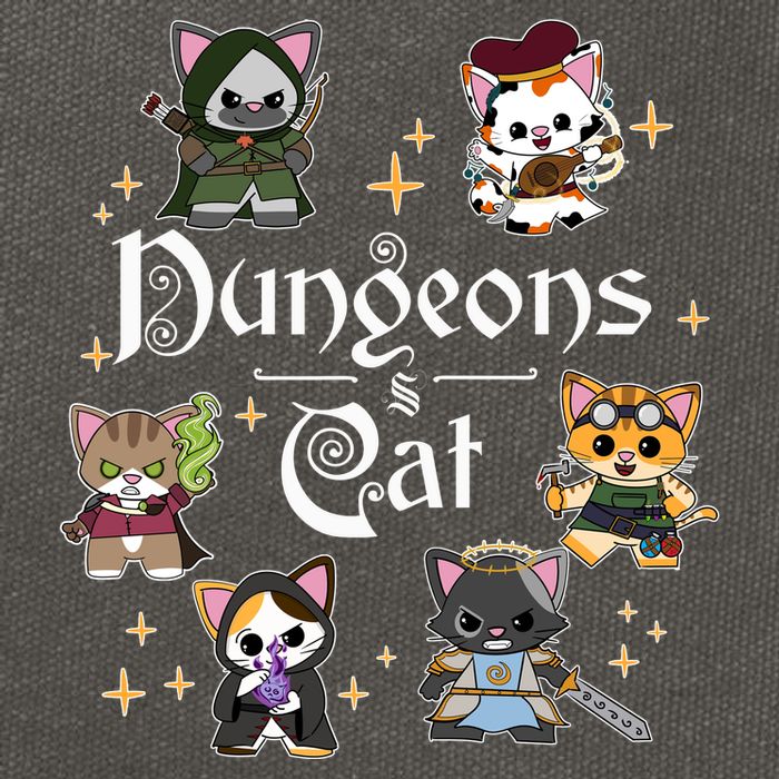 Dungeons And Cats Dungeon Master Cat Throwing Dice Cotton Canvas Backpack