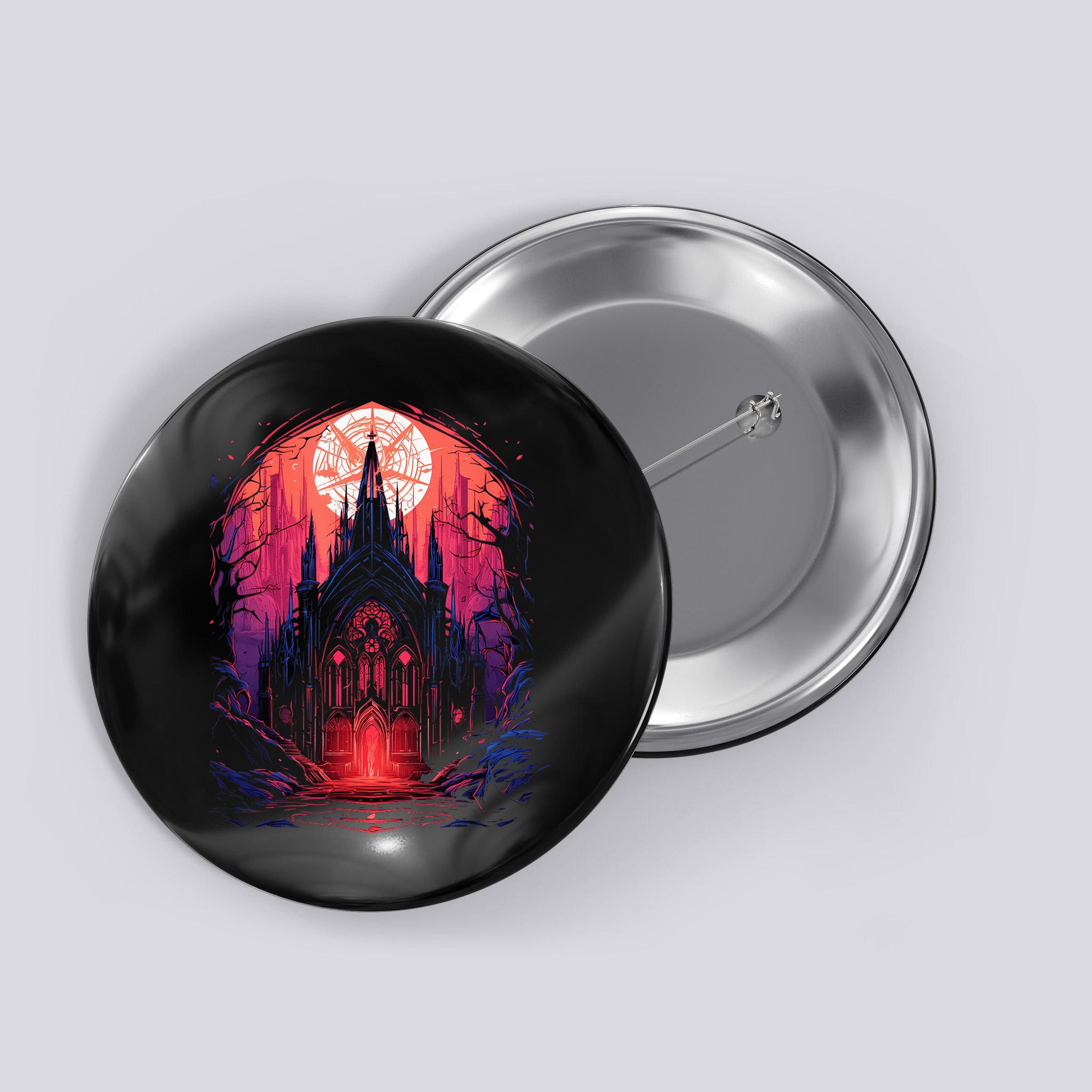 Dark Ancient Cathedral Gothic Architecture Goth Aesthetic Button