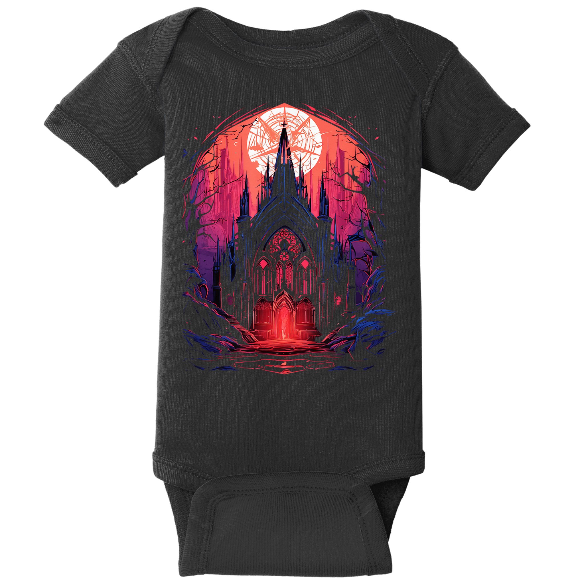 Dark Ancient Cathedral Gothic Architecture Goth Aesthetic Baby Bodysuit