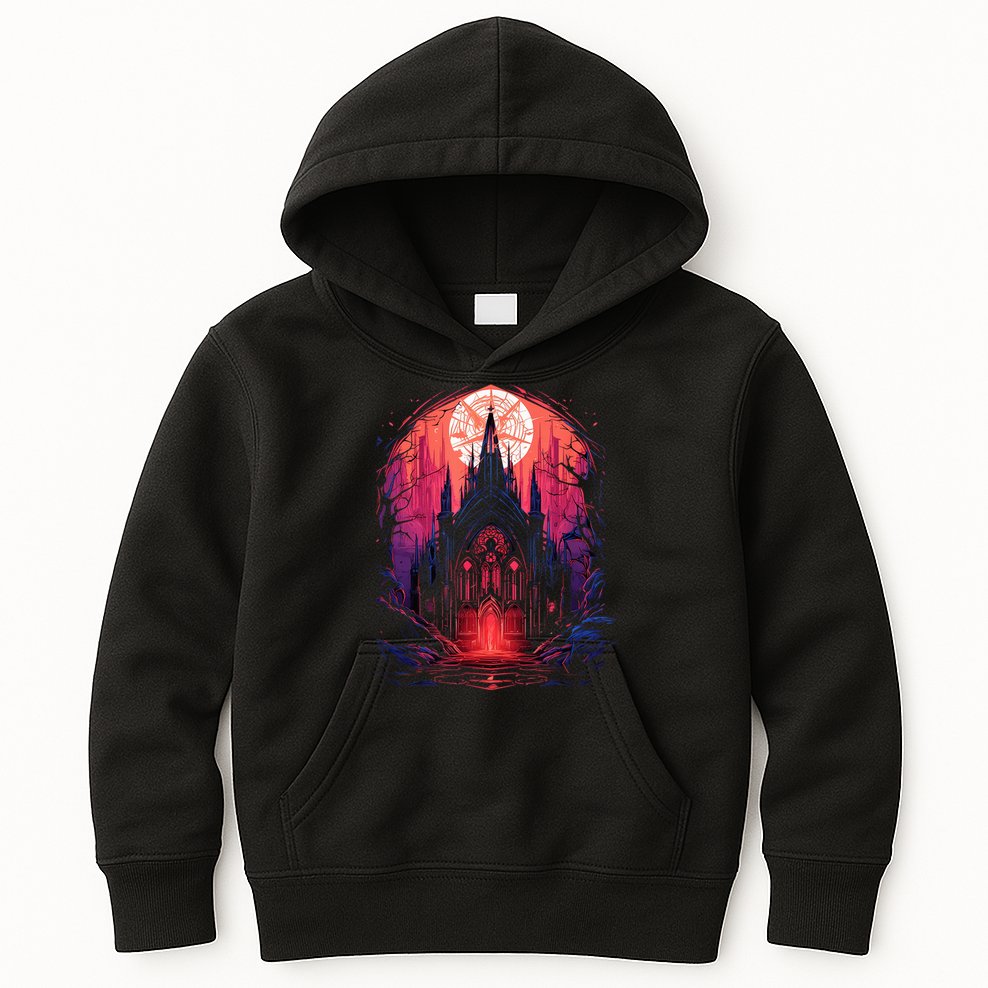 Dark Ancient Cathedral Gothic Architecture Goth Aesthetic Kids Hoodie