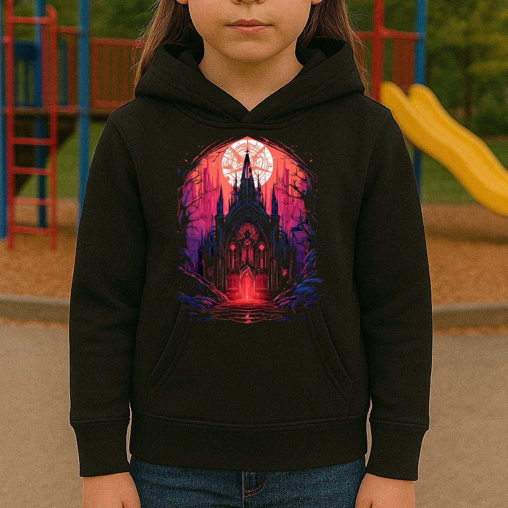 Dark Ancient Cathedral Gothic Architecture Goth Aesthetic Kids Hoodie
