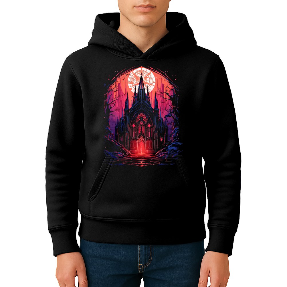 Dark Ancient Cathedral Gothic Architecture Goth Aesthetic Kids Hoodie