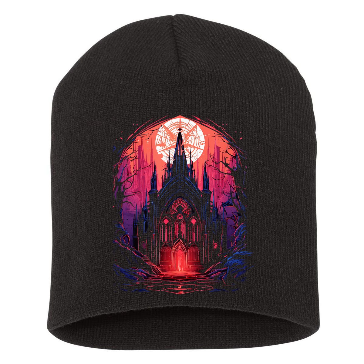 Dark Ancient Cathedral Gothic Architecture Goth Aesthetic Short Acrylic Beanie