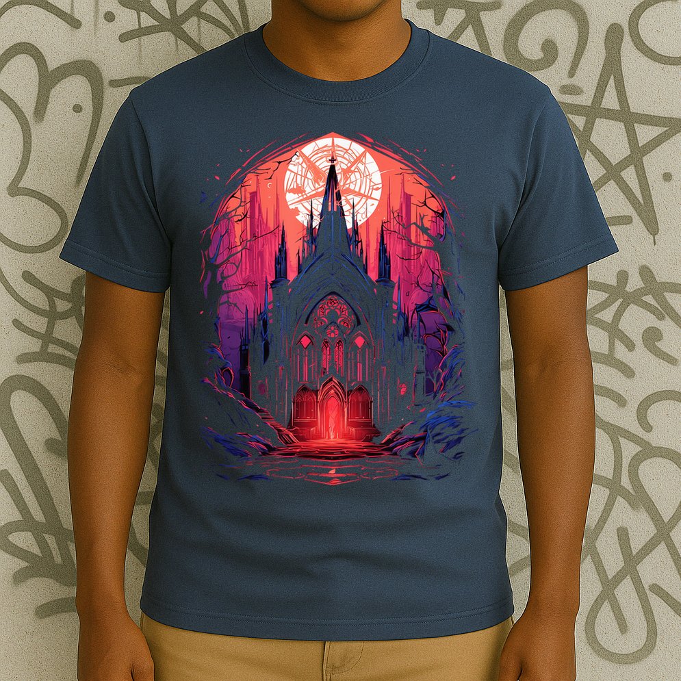 Dark Ancient Cathedral Gothic Architecture Goth Aesthetic T-Shirt
