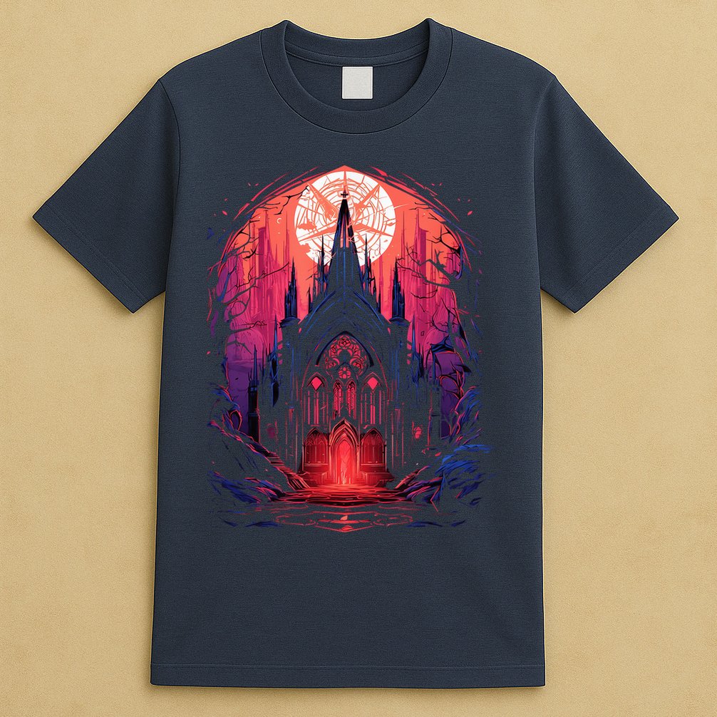 Dark Ancient Cathedral Gothic Architecture Goth Aesthetic T-Shirt