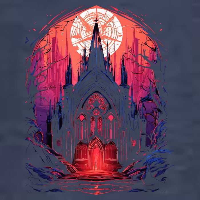 Dark Ancient Cathedral Gothic Architecture Goth Aesthetic T-Shirt