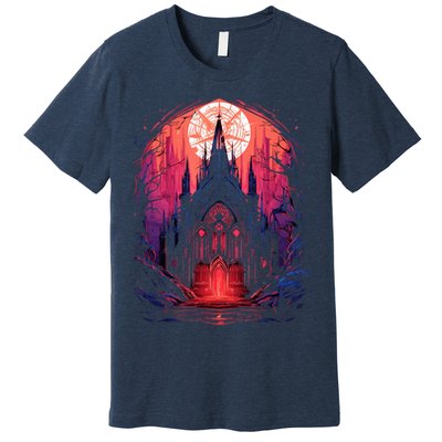 Dark Ancient Cathedral Gothic Architecture Goth Aesthetic Premium T-Shirt