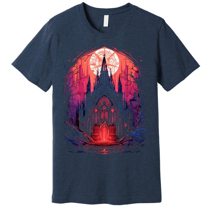 Dark Ancient Cathedral Gothic Architecture Goth Aesthetic Premium T-Shirt