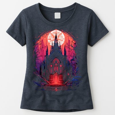 Dark Ancient Cathedral Gothic Architecture Goth Aesthetic Womens T-Shirt