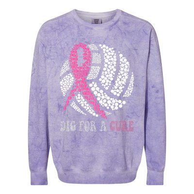 Dig A Cure Breast Cancer Awareness Volleyball Pink Out Colorblast Crewneck Sweatshirt