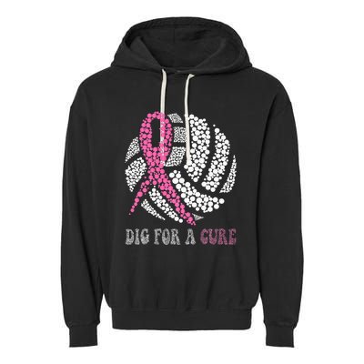 Dig A Cure Breast Cancer Awareness Volleyball Pink Out Garment-Dyed Fleece Hoodie