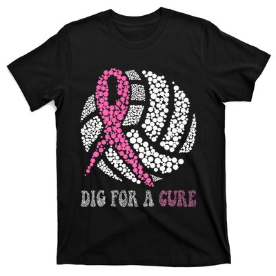 Dig A Cure Breast Cancer Awareness Volleyball Pink Out T-Shirt