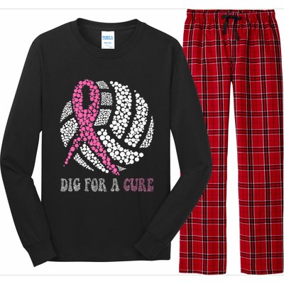 Dig A Cure Breast Cancer Awareness Volleyball Pink Out Long Sleeve Pajama Set