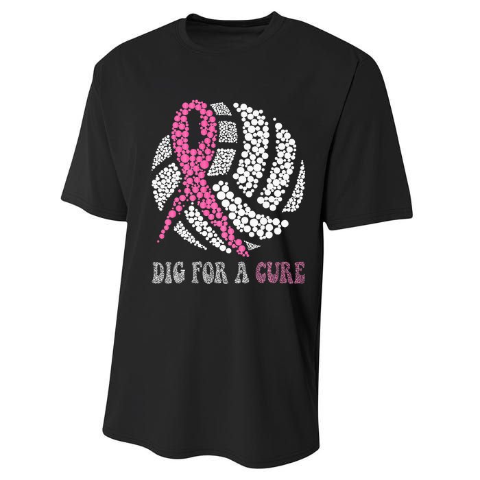 Dig A Cure Breast Cancer Awareness Volleyball Pink Out Performance Sprint T-Shirt