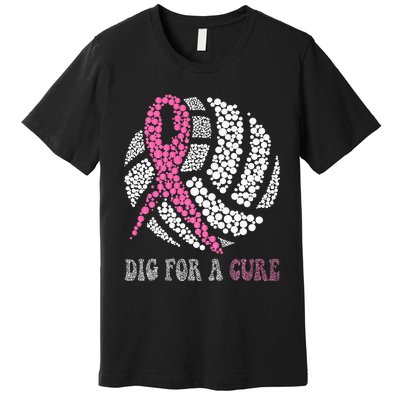 Dig A Cure Breast Cancer Awareness Volleyball Pink Out Premium T-Shirt