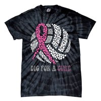 Dig A Cure Breast Cancer Awareness Volleyball Pink Out Tie-Dye T-Shirt