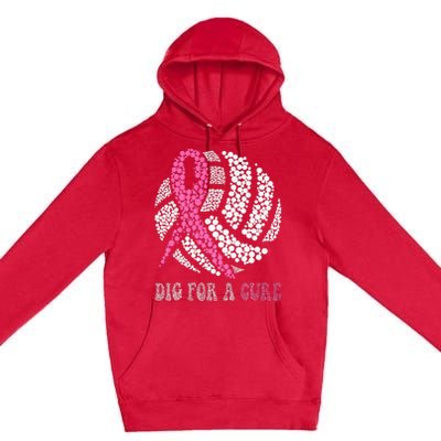 Dig A Cure Breast Cancer Awareness Volleyball Pink Out Premium Pullover Hoodie