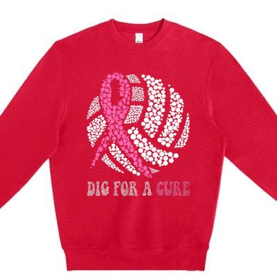 Dig A Cure Breast Cancer Awareness Volleyball Pink Out Premium Crewneck Sweatshirt