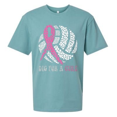 Dig A Cure Breast Cancer Awareness Volleyball Pink Out Sueded Cloud Jersey T-Shirt