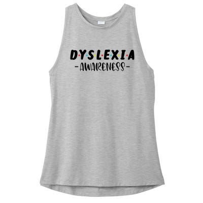 Dyslexia Awareness Celebrate Neurodiversity Support Gift Ladies PosiCharge Tri-Blend Wicking Tank