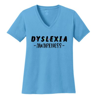 Dyslexia Awareness Celebrate Neurodiversity Support Gift Women's V-Neck T-Shirt