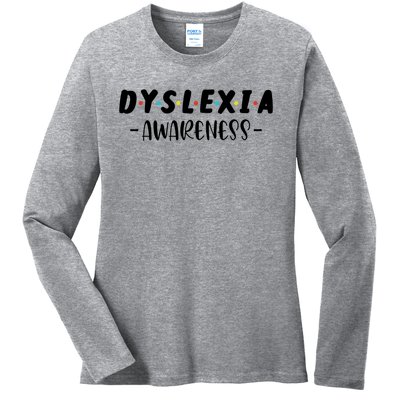 Dyslexia Awareness Celebrate Neurodiversity Support Gift Ladies Long Sleeve Shirt