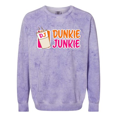 Donut And Coffee Lover Dunkie Junkie Colorblast Crewneck Sweatshirt